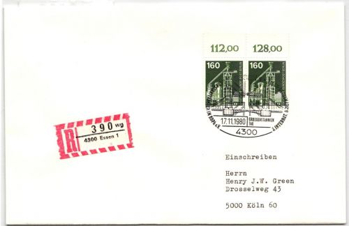 Berlin 505 auf Brief als Mehrfachfrankatur vom Oberrand #NG326