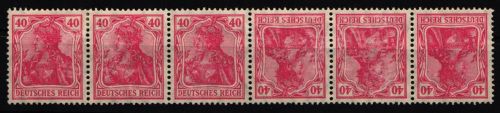 Deutsches Reich K 3 postfrisch 6er Streifen, außen Marken Falz, KD ** #NG839