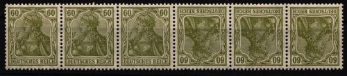 Deutsches Reich K 4 postfrisch 6er Streifen, außen Marken Falz, KD ** #NG854