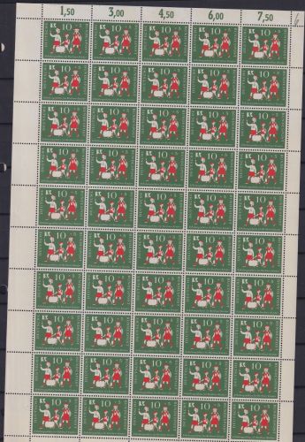 BRD Bund 250-251 inkl. PF I postfrisch als Bogen, 250 PF I (Feld 9) #NG995