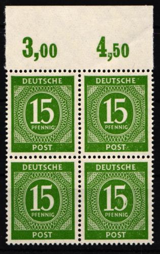 Alliierte Besetzung 922 P OR ndgz postfrisch als 4er Block #NJ190