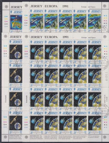 Jersey 539-542 gestempelt mit EST, als Kleinbögen, Cept #NF308