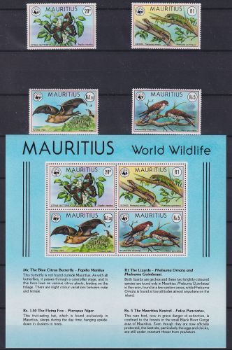 Mauritius Block 8 + 463-466 postfrisch Wildtiere #NE942