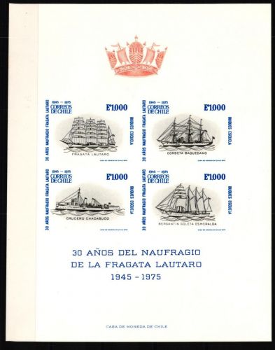 Chile Gedenkblatt mit 838-841 geschnitten postfrisch Schiffe #NE795