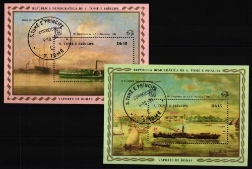 Sao Tome e Principe Block 151-152 gestempelt Schiffe #NE804