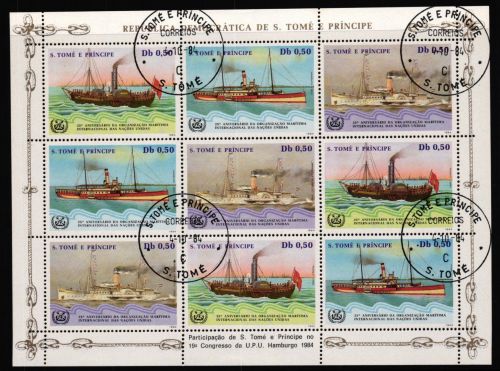 Sao Tome e Principe 909-911 gestempelt als ZD-Bogen, Schiffe #NE805