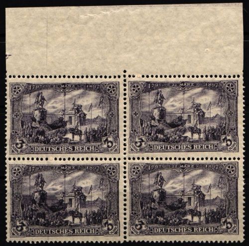 Deutsches Reich 96 B II a postfrisch 4er Block vom Oberrand #NJ812