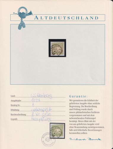 Württemberg 8 gestempelt Borek Garantie #NK551