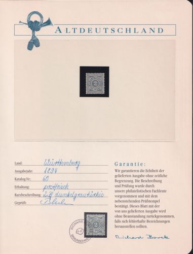 Altdeutschland Württemberg 60 postfrisch