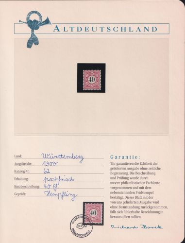 Altdeutschland Württemberg 62 postfrisch