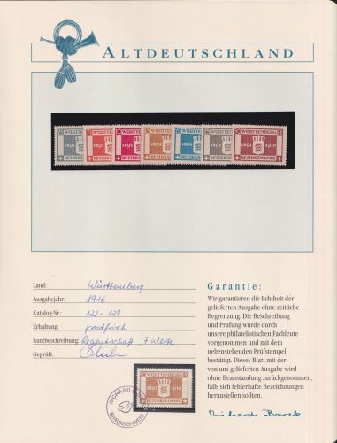 Altdeutschland Württemberg 123-129 postfrisch Borek Gar. #NK558