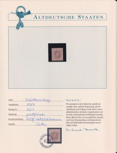 Altdeutschland Württemberg Dienstmarken 251 postfrisch Borek Ga. #NK564