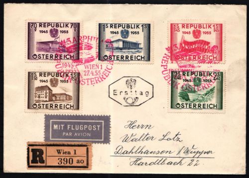 Österreich 1012-1016 auf FDC als R-Brief #NF768