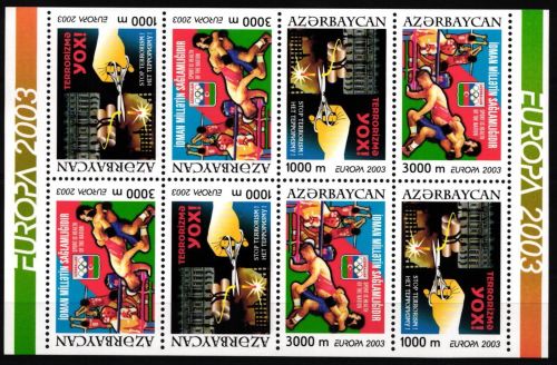 Aserbaidschan 543-544 D postfrisch als Markenheftchenbogen, CEPT 2003 #NF640