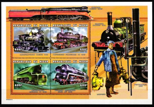 Niger 1745-1748 postfrisch als Kleinbogen Eisenbahn Lokomotive #KP991