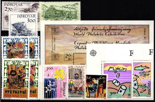 Dänemark Färöer Jahrgang 1986 mit 130-144 postfrisch #NO022