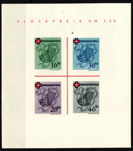 Französische Zone Rheinland-Pfalz Block 1 ohne Gummi