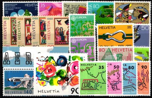 Schweiz Jahrgang 1988 mit 1364-1384 postfrisch #NO125