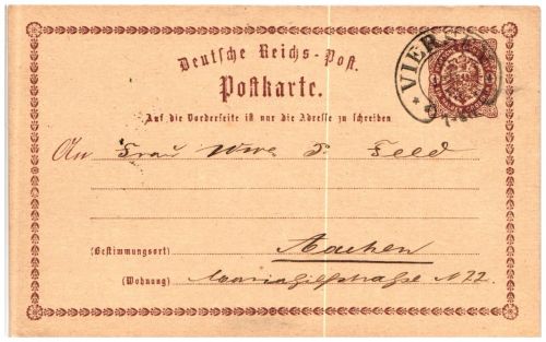 Deutsches Reich PO1 als Ganzsache Hufeisenstempel Viersen #NJ545