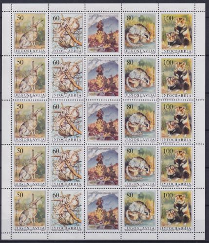 Jugoslawien 2525-2528 postfrisch als Zd-Bogen, Wildtiere #NM215