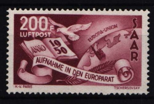 Saarland 298 II postfrisch Plattenfehler II, Attest Geigle BPP #NR593