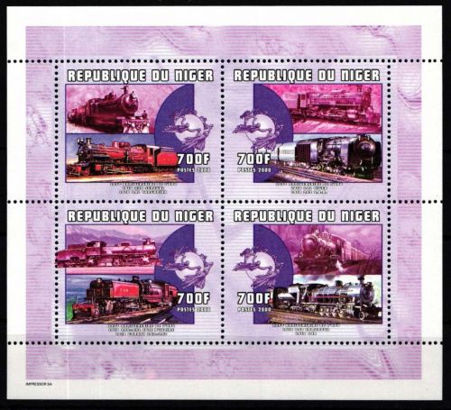 Niger 1887-1890 postfrisch als Kleinbogen Lokomotive #NT436