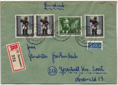 Berlin 117, 120, auf Brief als Mischfrankatur Brief Inland #NT238