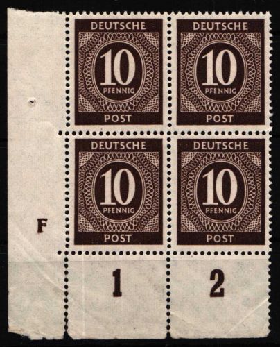 Alliierte Besetzung 918 DZ postfrisch Druckerzeichen F, Rand Mängel #NU213