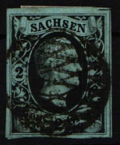 Sachsen 5 gestempelt gut geschnitten #NU323