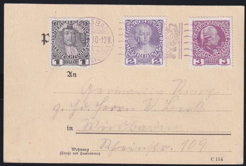 Österreich 139, 140, 141 auf Postkarte #NY430