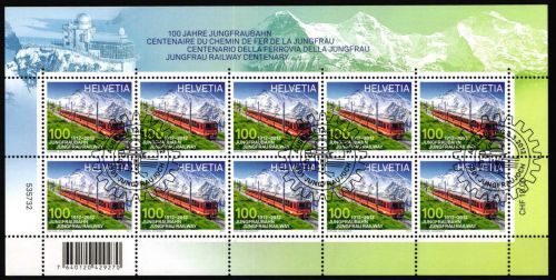 Schweiz 2233 gestempelt mit ESSt als Kleinbogen, Bergbahn #NW227
