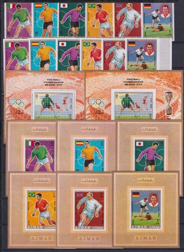 Ajman Block 189 A/B + 525-530 A/B + Einzelblocks postfrisch Fußball WM #NM635