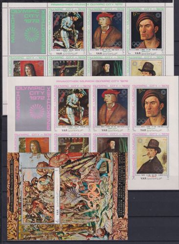 Jemen arab. Rep. Block 157 + 1328-1334 A/B postfrisch Olympia, Kunst #NM647