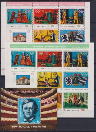 Jemen arab. Rep. Block 155 + 1311-1317 A/B postfrisch Olympia, Kunst #NM648
