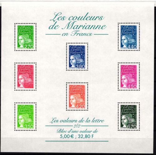 Frankreich 3225-3227 u. a. KB II postfrisch ZD-Bogen Marianne #NM796