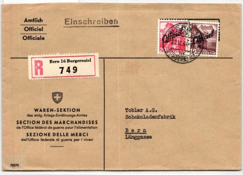 Schweiz 48, 50 auf Brief Dienstbrief #NY545