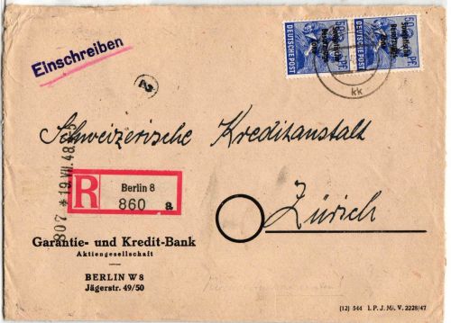 Alliierte Besetzung 947,951,194 auf Brief Berlin ZF #NZ080