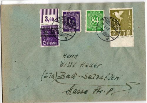 Alliierte Besetzung 916,936,959,37I auf Brief Brit. Am. Zone ZF #NZ081