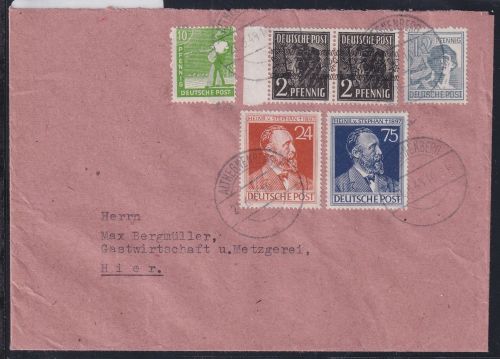 Alliierte Besetzung 36I, 918, 919,963, 964 auf Brief Brit. Am. Zone ZF #NY978