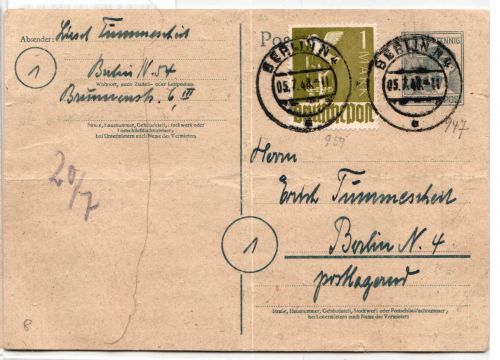 Alliierte Besetzung P962, 959 als Ganzsache Berlin #NZ149