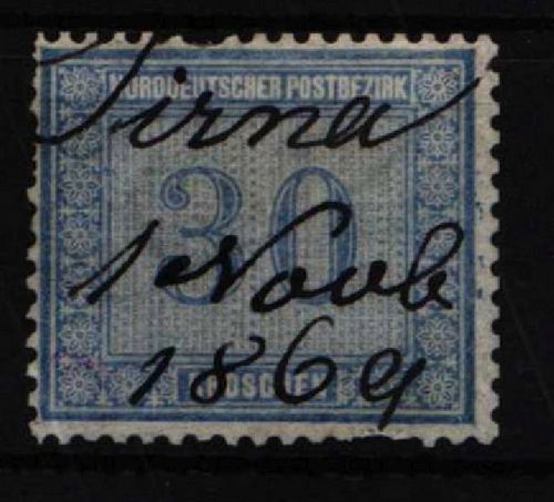 Norddeutscher Bund 26 gestempelt Federzugentwertung, Mängel #NU844