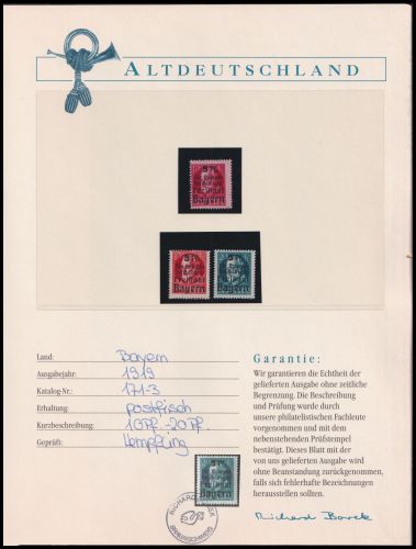 Altdeutschland Bayern 171-173 postfrisch mit Borek Garantie #OB011