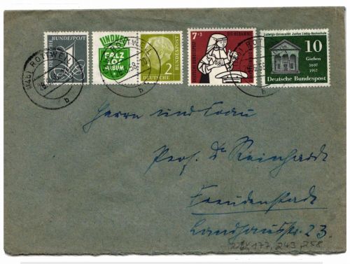 Bund W 10 u.a. auf Brief Heuss Zusammendruck #NZ643