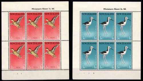 Neuseeland 386-387 mit Falz als Kleinbögen, Vögel #NW813