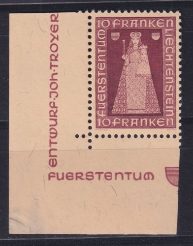Liechtenstein 197 Eckrand ul postfrisch Fotoattest #NW541
