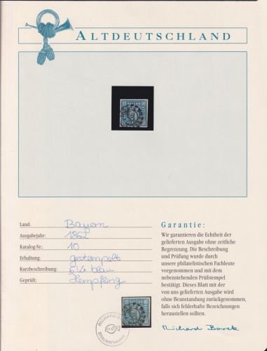Bayern 10 gestempelt Borek Garantie #OA619