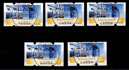 BRD Bund Automatenmarken 7 F I VS1 mit Zählnummer gestempelt #OC118