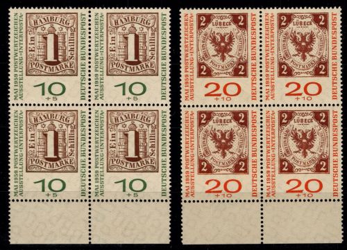 BRD Bund 310-311 b postfrisch 4er Block vom Unterrand #OA759