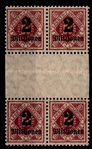 Württemberg Dienstmarken 180 ZW postfrisch 4er Block mit ZW gefaltet #OG221