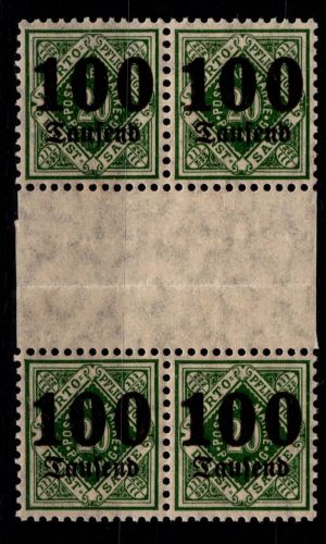 Württemberg Dienstmarken 177 ZW postfrisch 4er Block mit ZW gefaltet #OG222